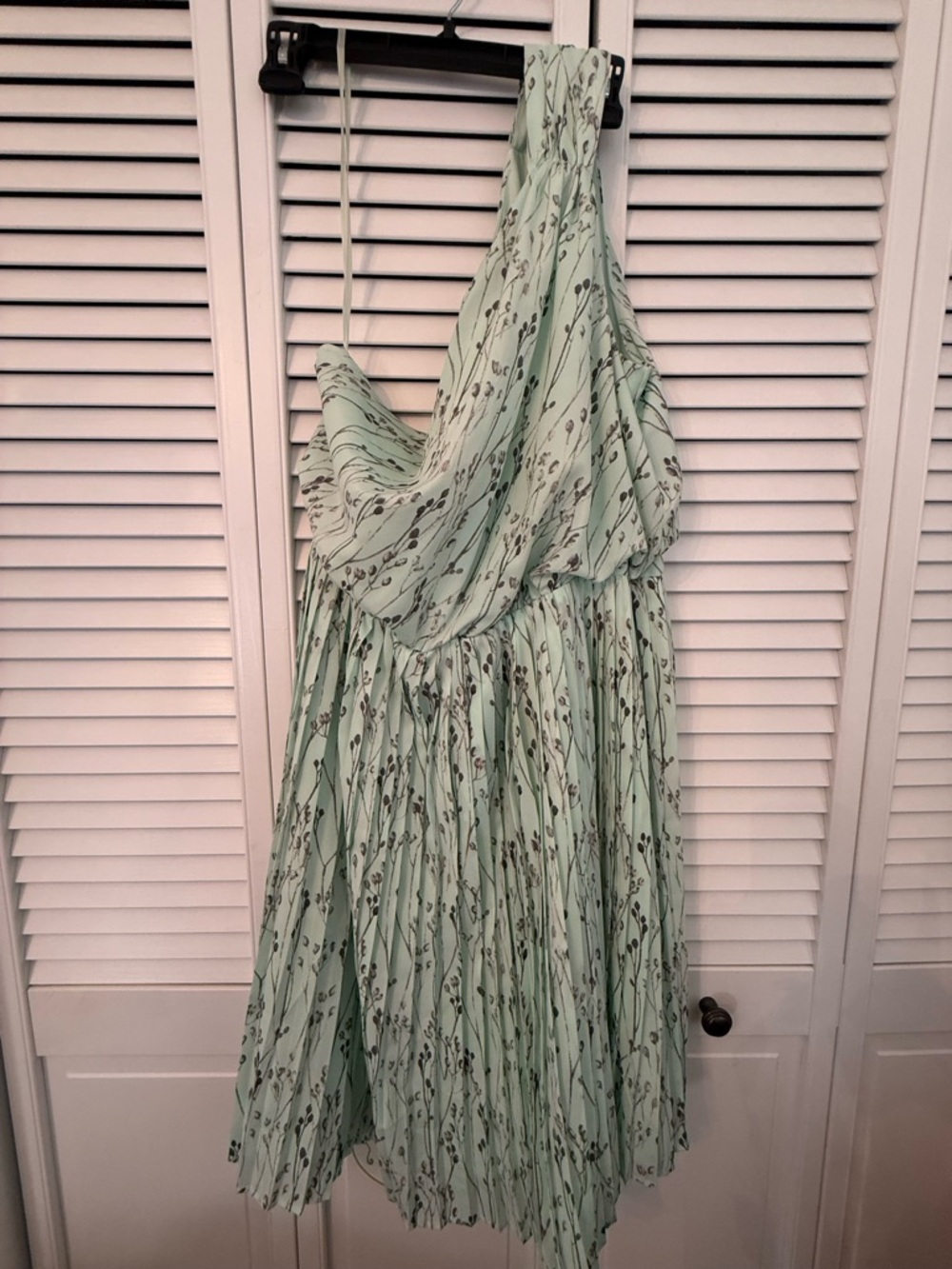 Vince Camuto Sz 14 One Shoulder Mint Green Pleat Drape Grecian Dress Rv $138